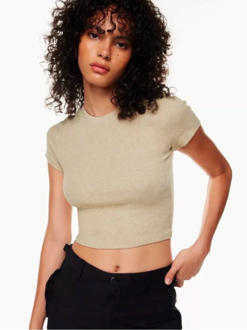Aritzia Sunday Best nude tan fitted crowd tee size medium
